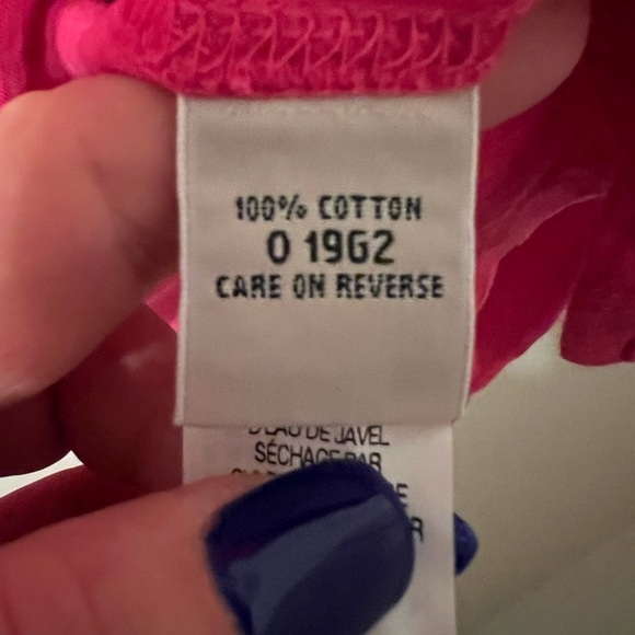L.L. Bean Hot Pink Long Sleeve V-Neck Top with buttons size Large - Picture 6 of 9